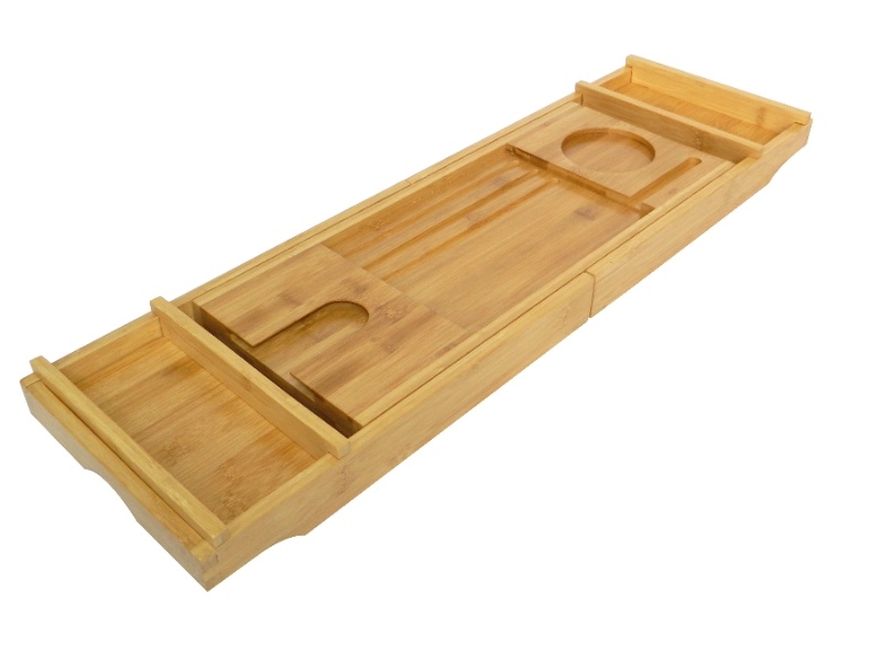 Handcrafted Bamboo Bath Bridge with Extendable Sides - Spa Organizer